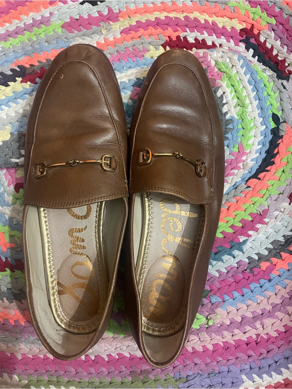 Sam Edelman Brown Leather Horsebit Loafers